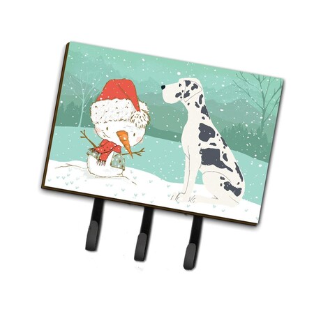 Carolines Treasures Harlequin Great Dane Snowman Christmas Leash or Key Holder CK2042TH68